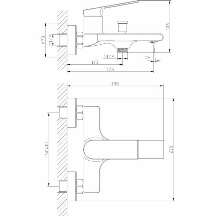 Смеситель для ванны Orange Gauss M30-100b - фото №11