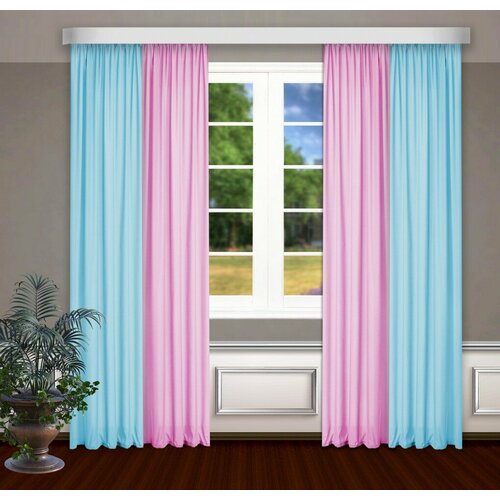 КаСЛ Классические шторы Bryson цвет: голубой, розовый (145х270 см - 2 шт)