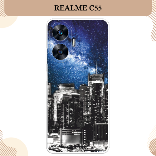 Силиконовый чехол Космический Нью-Йорк на Realme C55 / Реалми C55 силиконовый чехол на realme c55 реалми c55 космический кот