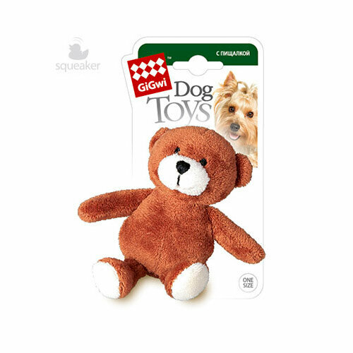Игрушка для собак GiGwi Dog Toys Мишка (75022А), коричневый/белый, 1шт.