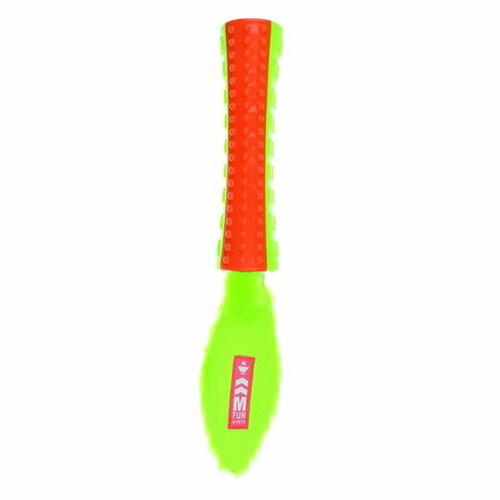 Игрушка для собак палка-пищалка с хвостом, оранж./зелен. MPets 10630499, УТ-043326 (1 шт)