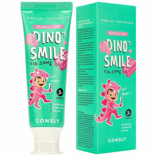 consly зубная паста гелевая детская c ксилитом и вкусом манго dino s smile 60г Consly Зубная паста гелевая детская c ксилитом и вкусом жвачки - Dino's smile, 60г