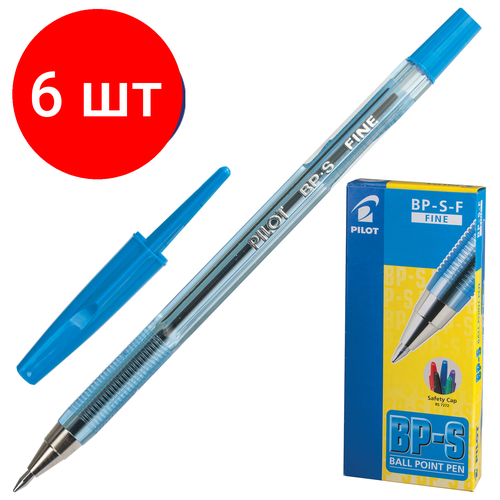 Комплект 6 шт, Ручка шариковая масляная PILOT BP-S, синяя, корпус тонированный синий, узел 0.7 мм, линия письма 0.32 мм, BP-S-F