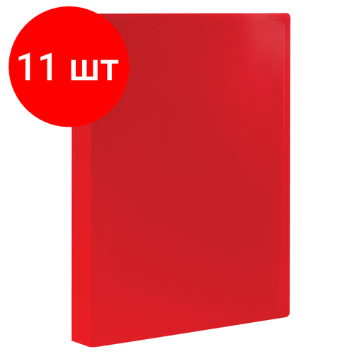 Комплект 11 шт, Папка 60 вкладышей STAFF, красная, 0.5 мм, 225706