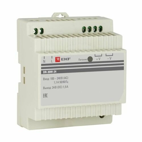 Блок питания 220В AC/24В DC DR-30W-24 (1,5А) PROxima EKF блок питания ac 230 dc 24v ip31 30w lsa ps24v ip31 30w