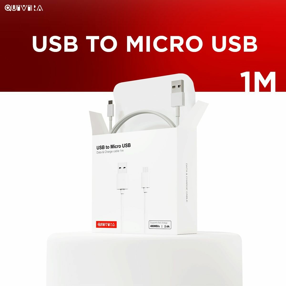 Кабель QUIVIRA Micro USB Зарядка для Телефона Микро USB для Android / Провод для смартфона (1м), 2.4А