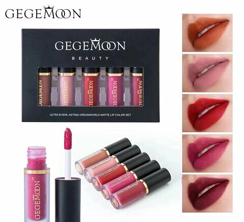 Набор жидких матовых помад для губ 5 шт GEGEMOON BEAUTY