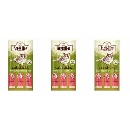 AlpenHof Лакомство для кошек Колбаски индейка и курица, 3 шт, 3 уп