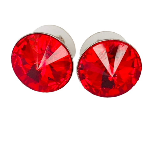 Серьги пусеты , кристаллы Swarovski, размер/диаметр 14 мм, красный