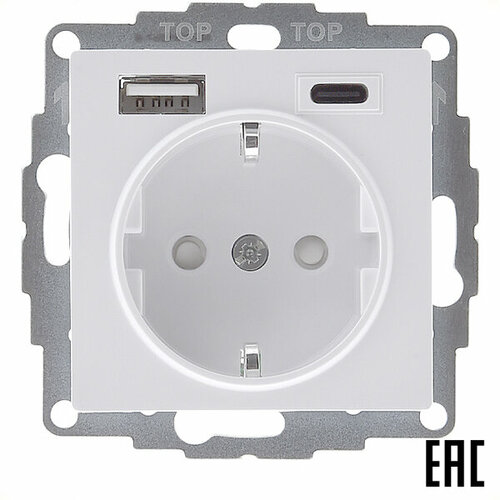 Механизм Atlas Design ATN000132 розетки евро + 2хUSB тип А, С белый Schneider Electric