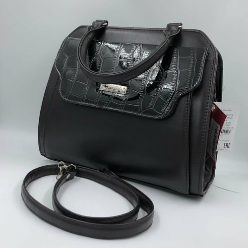 фото Сумка , фактура лаковая, гладкая, коричневый без бренда