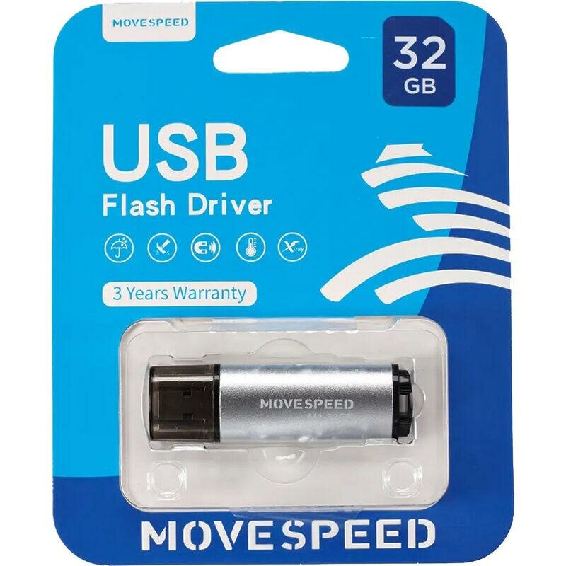 USB2.0 32GB Move Speed M1 серебро Move Speed 32GB M1 (M1-32G) - фото №10