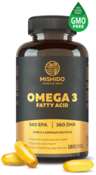 Омега 3 1000мг MISHIDO 180 капсул рыбий жир Omega 3