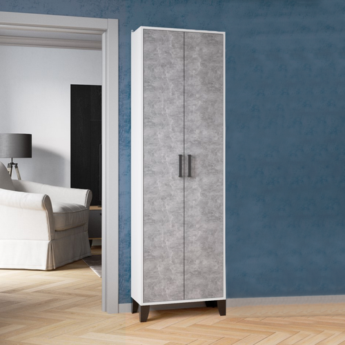 Платяной шкаф для одежды Vitra, 200х60х34 см, Белый/Ателье светлый, HomeGrad