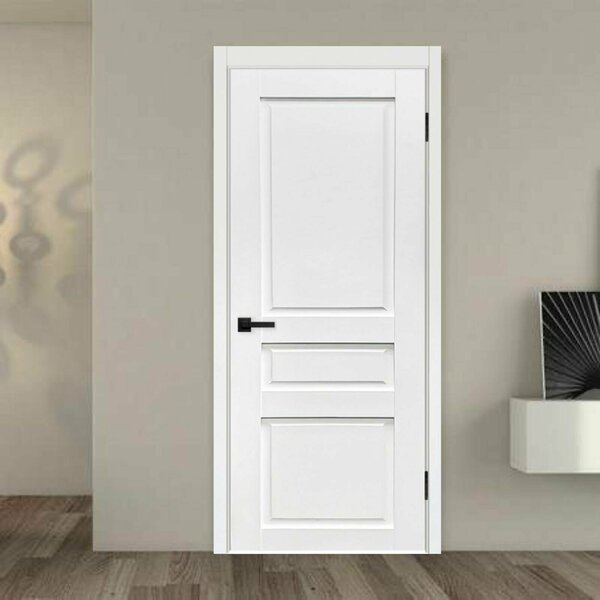 Дверь межкомнатная Классик-3 ДГ Эмалит белый Глухая Paputin's Doors 900 х 2000 мм Комплект