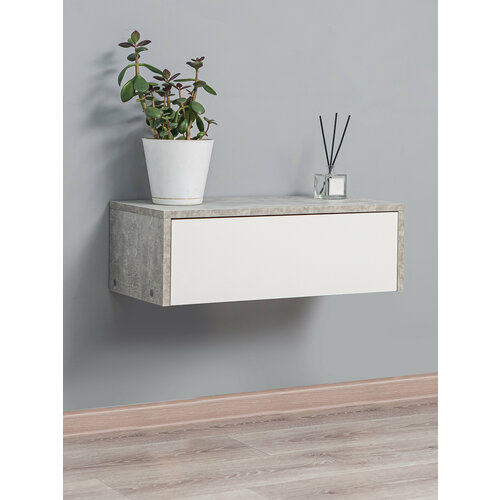 Столик макияжный, гримерный консоль Мальта Ателье светлое/Белое тиснение 610х200х290