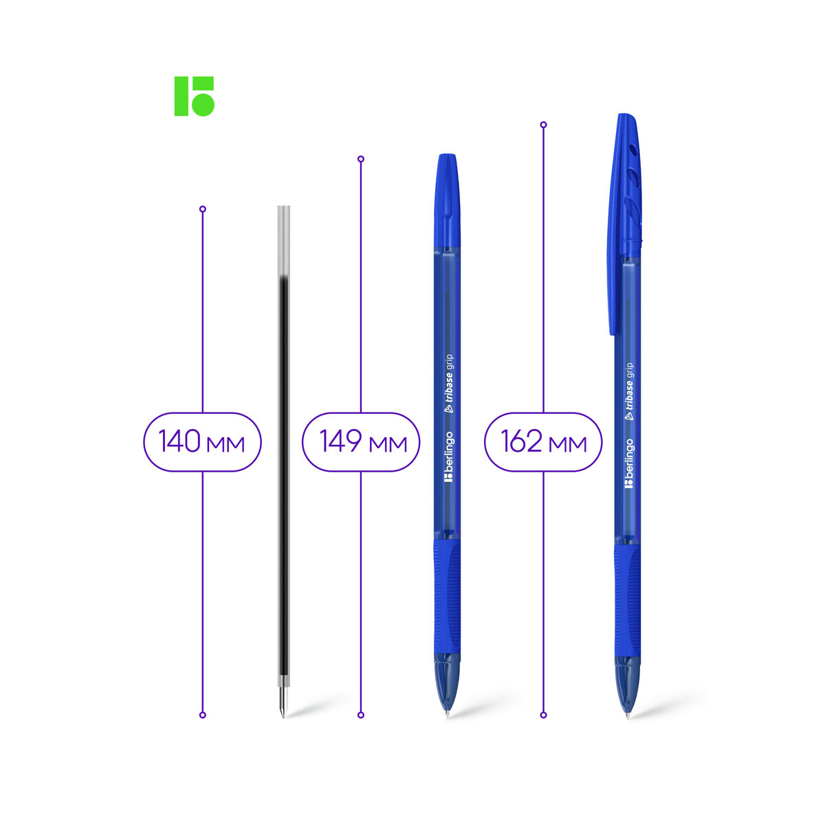 Ручка шариковая Berlingo "Tribase grip" синяя, 1,0мм, грип, 5 шт, пакет