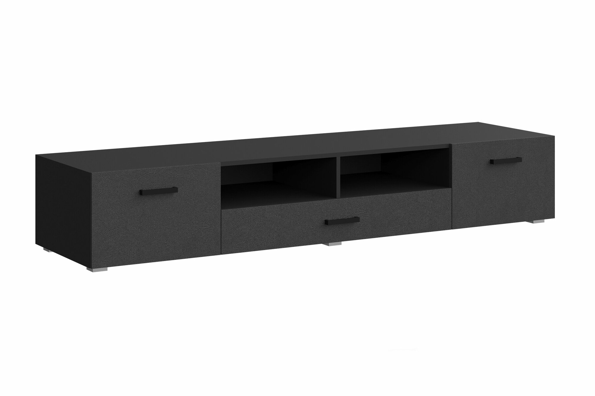 фото ТВ-тумба МиФ Николь пластер блэк / черный 200x52x35 см