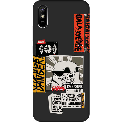 Матовый Soft Touch силиконовый чехол на Xiaomi Redmi 9A, Сяоми Редми 9А с 3D принтом Stormtrooper Stickers черный матовый soft touch силиконовый чехол на xiaomi redmi s2 сяоми редми с2 с 3d принтом stormtrooper stickers черный