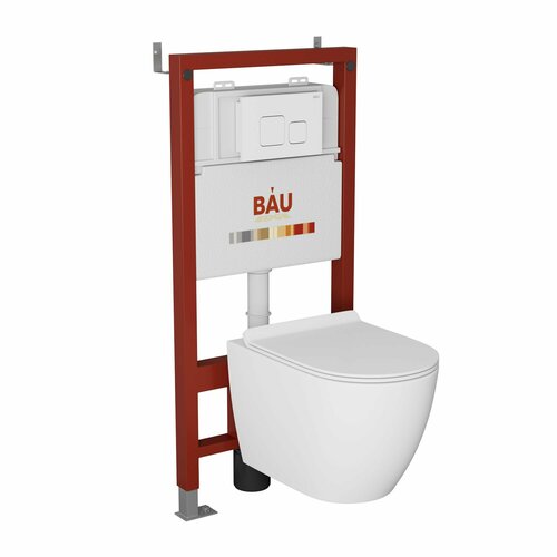 Комплект BAU 6 в 1: инсталляция BAU PRO, унитаз подвесной безободковый Bau Dream 49,5х36, сиденье дюропласт микролифт, клавиша BAU Soul, белая