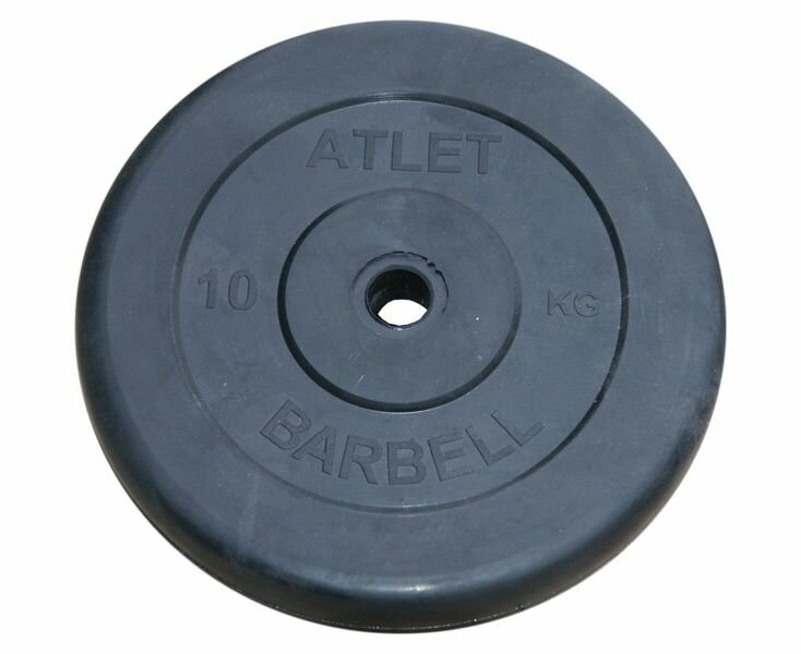 Диск обрезиненный BARBELL ATLET 10 кг / диаметр 26 мм