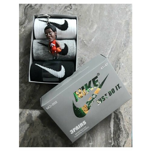 фото Носки , 3 пары, размер 41-47, черный, белый, серый нет бренда