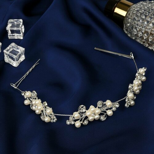 Аксессуар для волос Никки цветочки на веточках 21см серебро 698₽