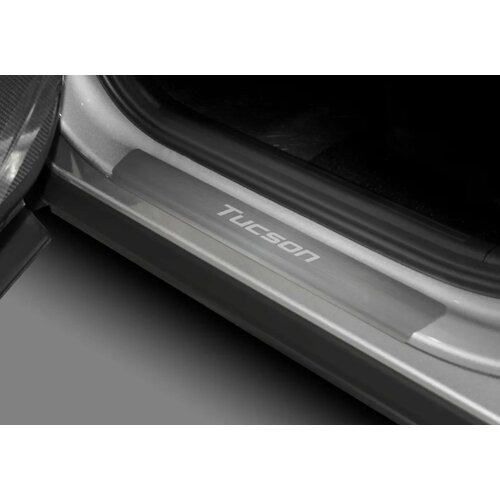 Накладки на пороги штатные для Hyundai Tucson IV 2021- , нерж. сталь, с надписью, 4 шт, NP.2316.3