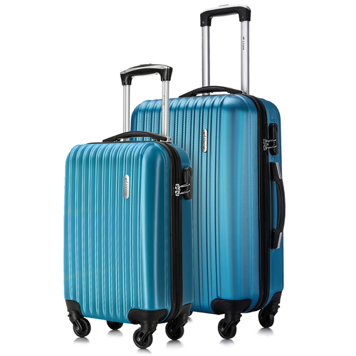 Комплект чемоданов L'case Krabi, 2 шт., 62 л, размер S/M, голубой, синий