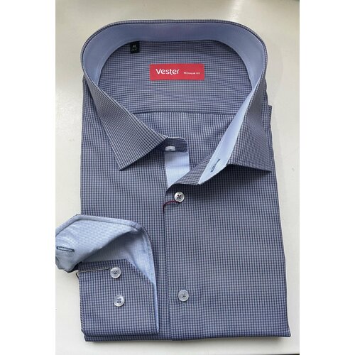 фото Рубашка vester, размер 46с/176-182, серый, голубой