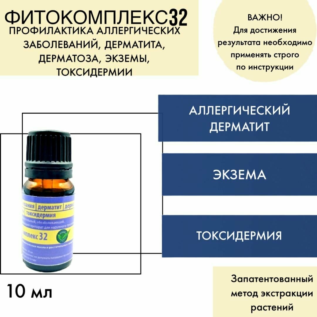 Капли на травах ВолгаЛадь32 аллергические заболевания дерматит дерматоз экзема токсидермия 10 мл