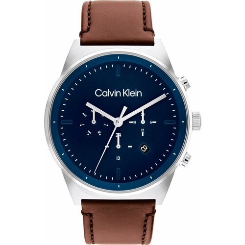 фото Наручные часы calvin klein, синий, коричневый