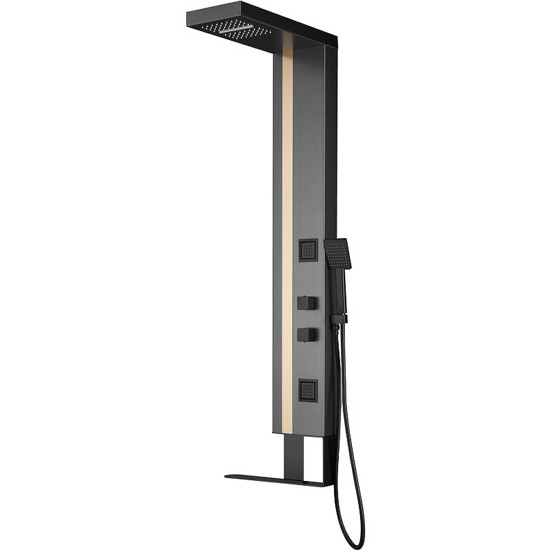 фото Душевая панель Black&White Gravity GR026 026000 с гидромассажем Темный графит Брашированное золото