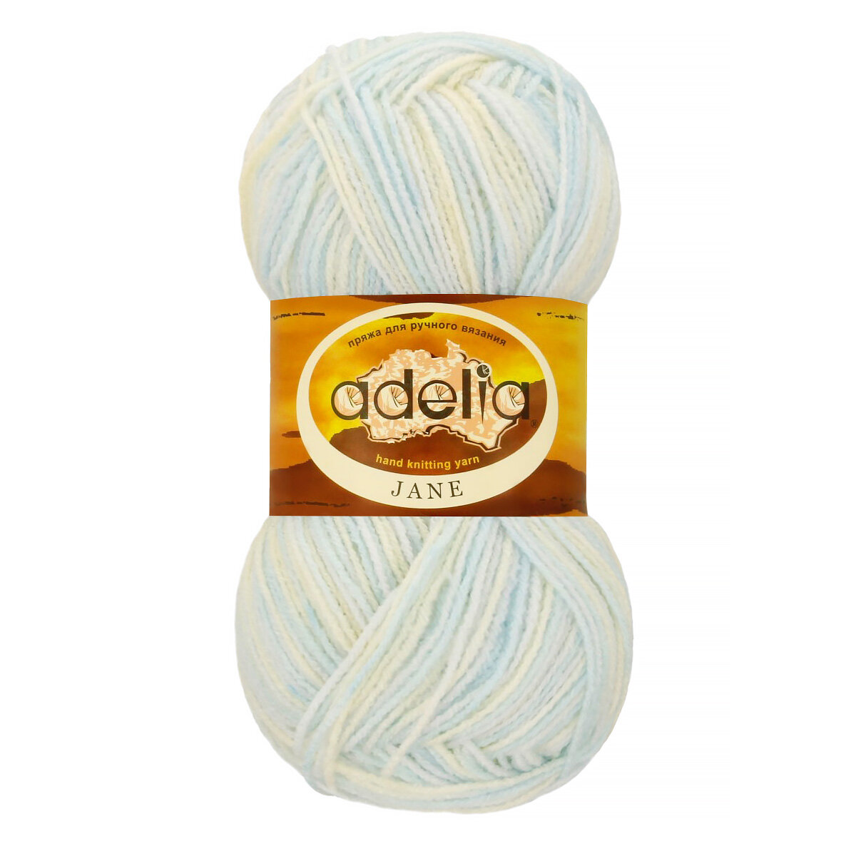 Пряжа ADELIA "JANE" 100% акрил 50 г 227 м №01 белый-бл. голубой