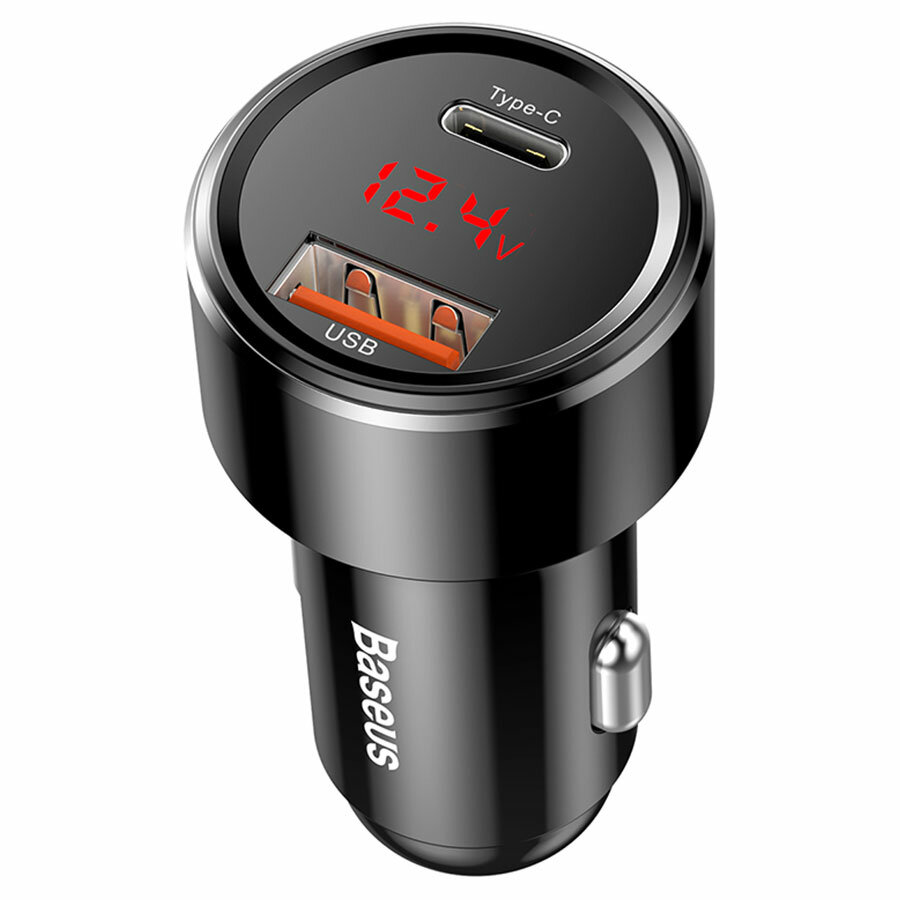 Автомобильное зарядное устройство BASEUS Magic C20C, 1xUSB + 1xUSB-C, 5A, 45W, черный
