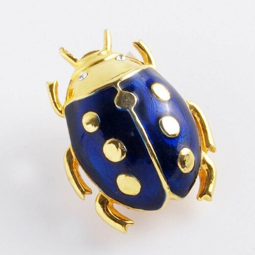 Брошь, эмаль, золотой, синий