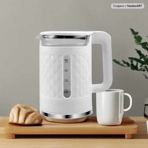 Пластиковый чайник RAF R7896 2 л 250Вт пластик 360 голубойбелый 2820₽