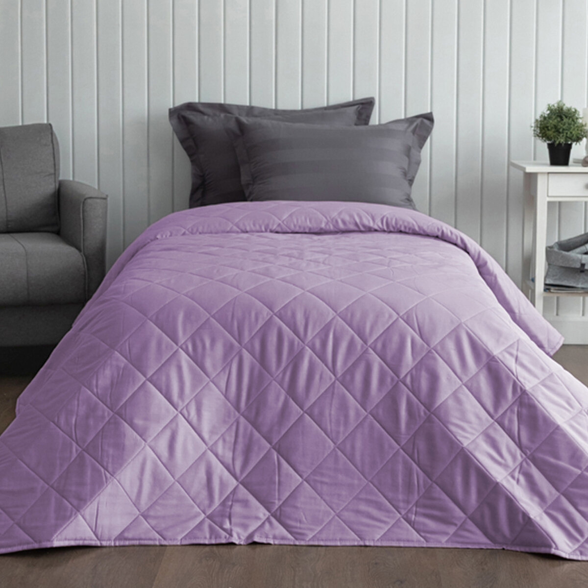 Покрывало хлопковое однотонное лиловый 180х220 см размер 180 x 220 см