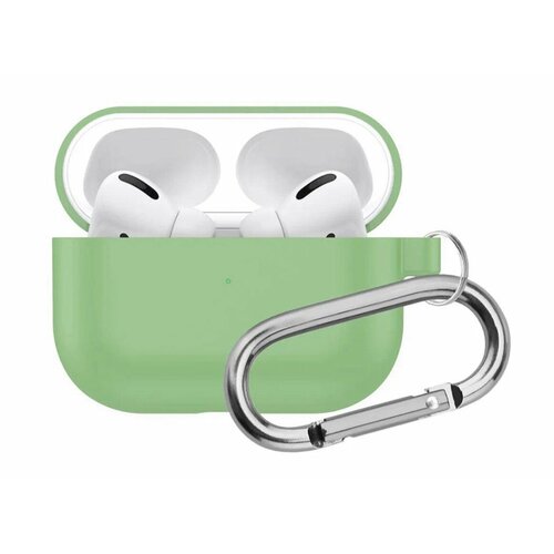 чехол для кейса наушников apple airpods pro силиконовый с карабином Чехол для AirPods Pro с карабином / Силиконовый чехол для AirPods Pro с карабином / Чехол для наушников Apple AirPods Pro зеленый