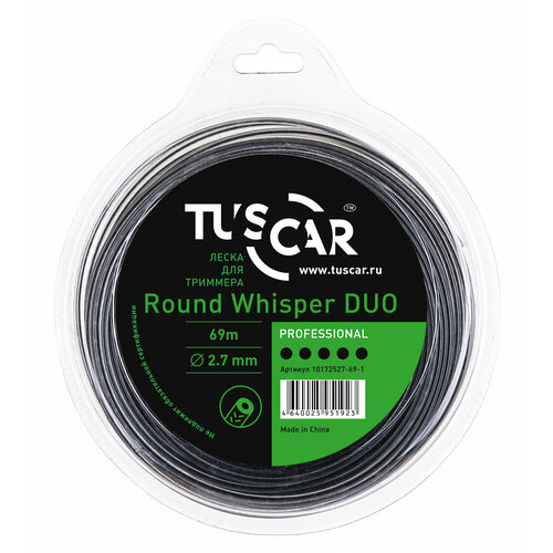 леска для триммера round duo professional 2 7 мм 12м tuscar 10112527 12 1 Леска (корд) TUSCAR Round Whisper DUO Professional 2.7 мм 69 м 2.7 мм