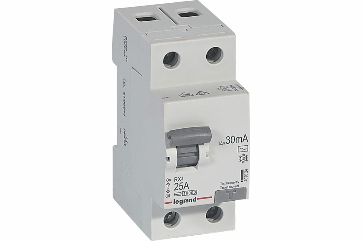 Legrand RX3 Выключатель дифференциального тока (УЗО) 2п 25А 30мА тип AC 402024