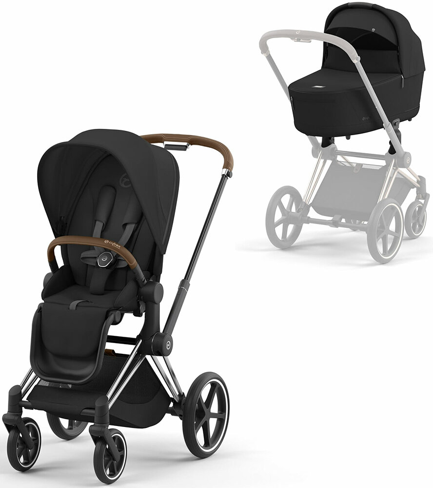 Детская коляска Cybex Priam IV 2-в-1 Sepia Black на шасси IV Chrome brown