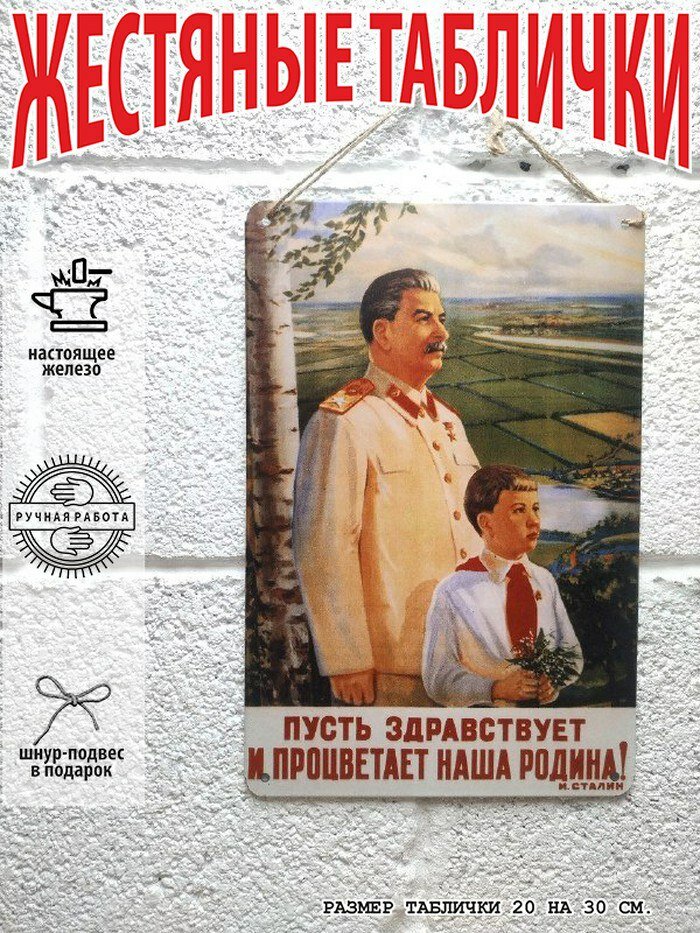 Пусть здравствует и процветает наша Родина, советский постер 20 на 30 см, шнур-подвес в подарок