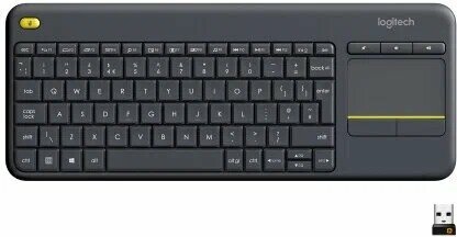 Беспроводная клавиатура Logitech K400 Plus черный, английская/русская (ISO), 1 шт.