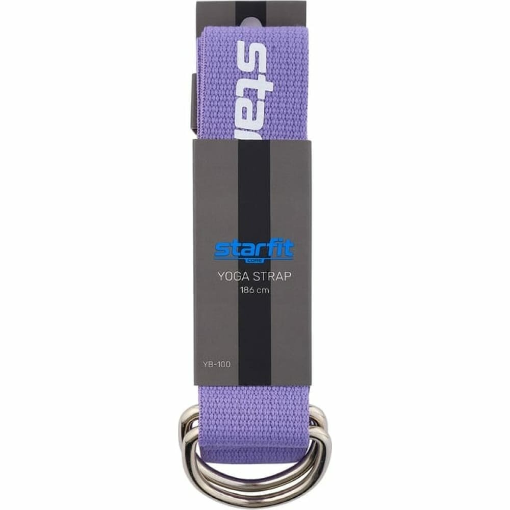STARFIT Ремень для йоги YB-100 180 см, хлопок, фиолетовый пастель УТ-00019278