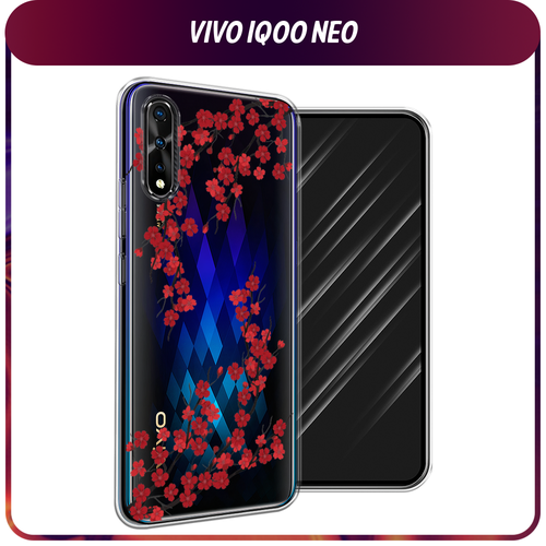 Силиконовый чехол на Vivo iQOO Neo/V17 Neo / Виво iQOO Neo/V17 Neo Красная сакура, прозрачный силиконовый чехол на vivo v17 neo виво v17 нео поп арт эффекты