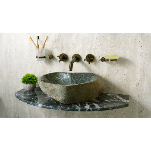 Зеленая раковина для ванной Sheerdecor Piedra 00503011370 из речного камня гранита