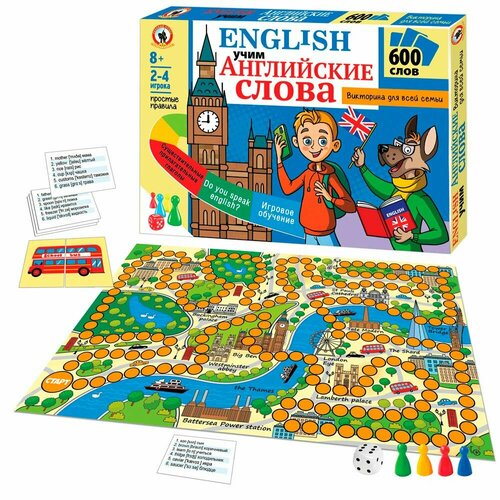 Игра Викторина для всей семьи English. Учим английские слова 03375 игра настольная честное пионерское 32 карточки картон ин 4597