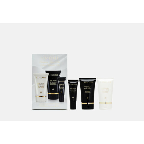 Набор из трех средств для лица LIMONI Premium Syn-Ake Anti-Wrinkle Care Set / limoni набор подарочный набор для ухода за лицом limoni premium syn ake легкий крем для лица 50 мл ночная маска 50 мл крем для век 25 мл