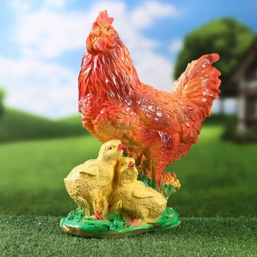 Садовая фигура Курица с цыплятами 33х28х14см садовая фигура курица 40см рыжая гипс 111593